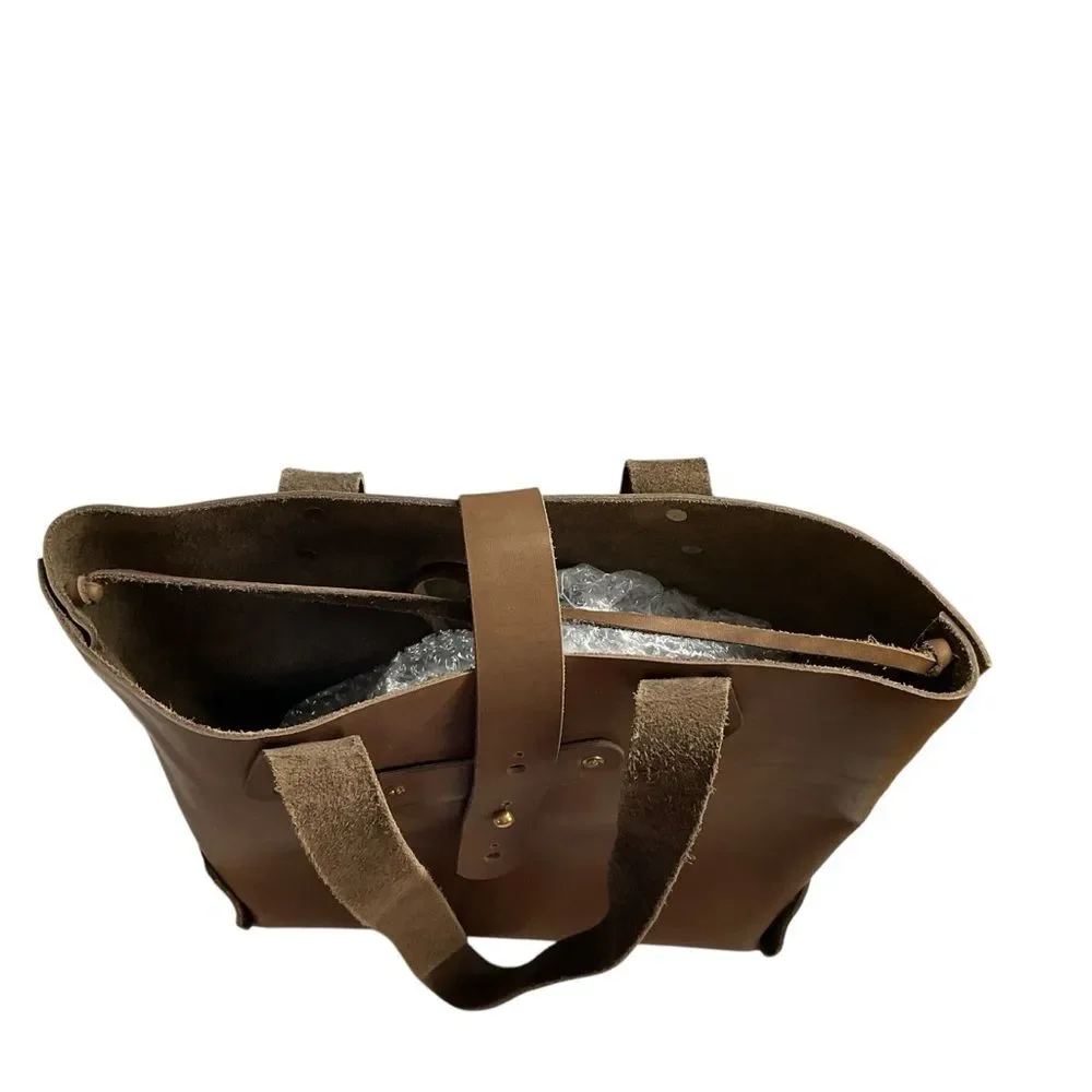 Handcrafted Chocolate Brown Leather Shoulder Tote Bag